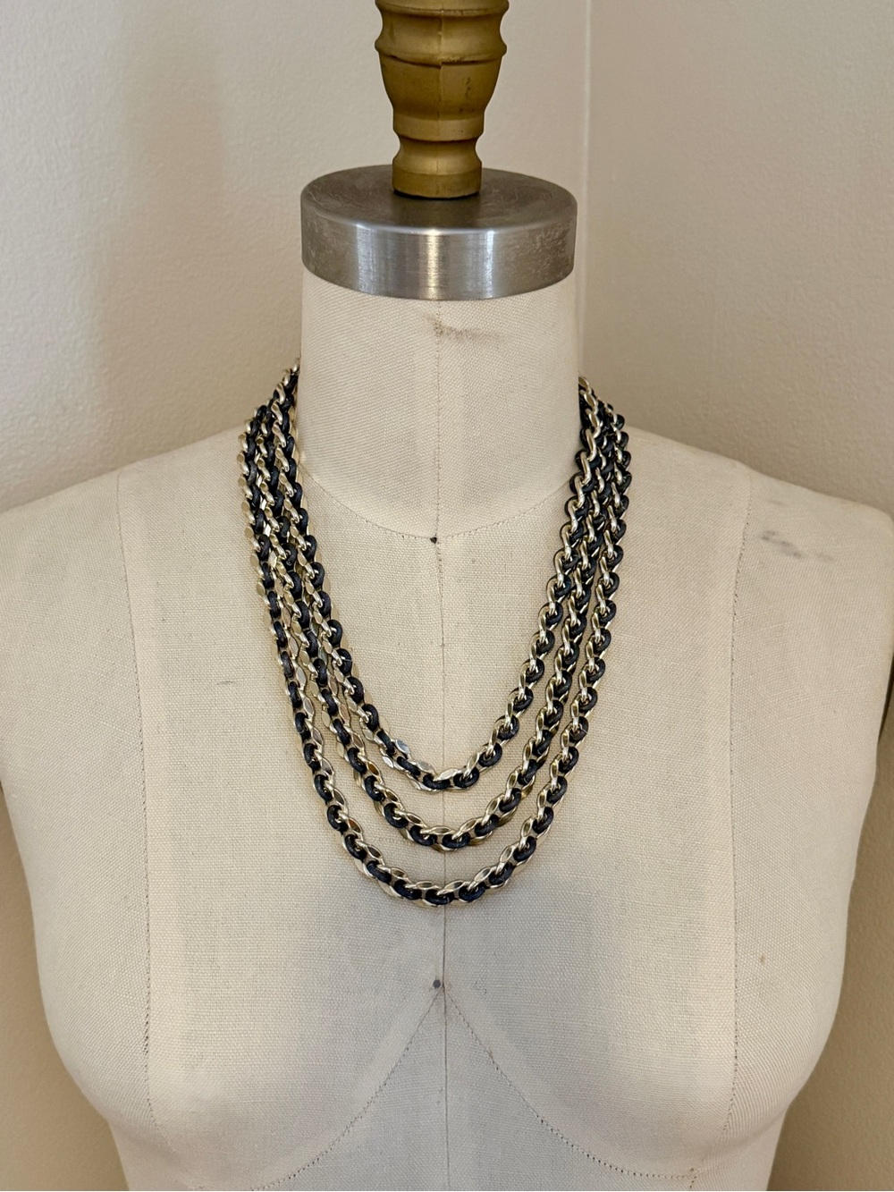 Layered Black and Gold Chain Necklace
